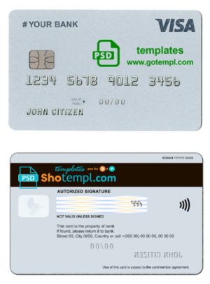 # external grey universal multipurpose bank card template in PSD format, fully editable