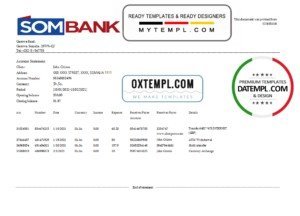 Somalia Sombank bank statement template in Excel and PDF format