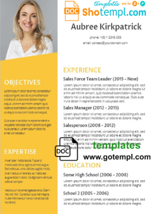 Professional and Creative CV template in WORD format