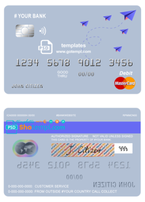 # medium trip universal multipurpose bank mastercard debit credit card template in PSD format, fully editable