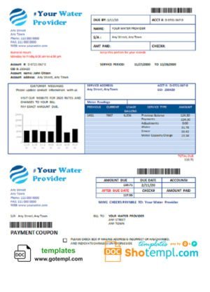 # motion water universal multipurpose utility bill template in Word format