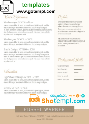 Your modern CV Template in WORD format