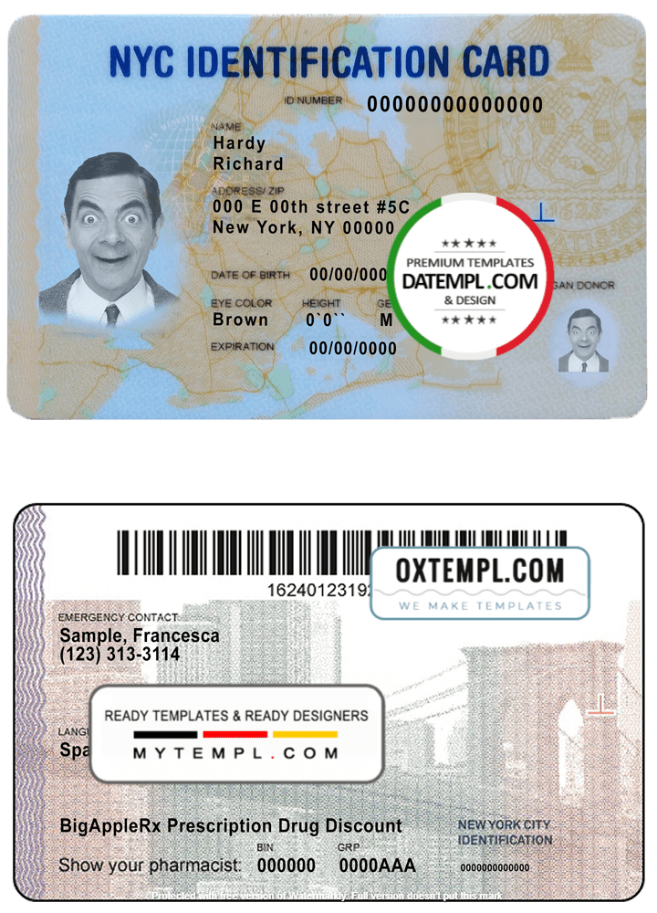 USA New York ID template in PSD format, fully editable GOTEMPL