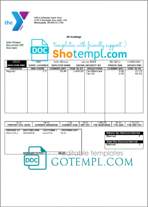 # smart ground pay stub template in Word and PDF format