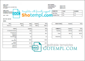 # happy talk pay stub template in Word and PDF format