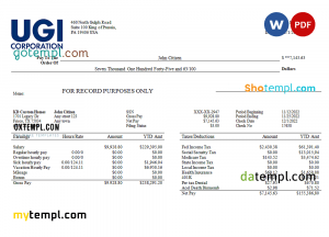 USA energy company employee sheet template in Word and PDF format
