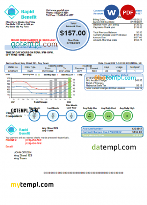 # rapid benefit universal multipurpose utility bill, Word and PDF template