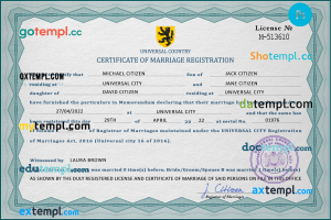 # affection universal marriage certificate PSD template, completely editable