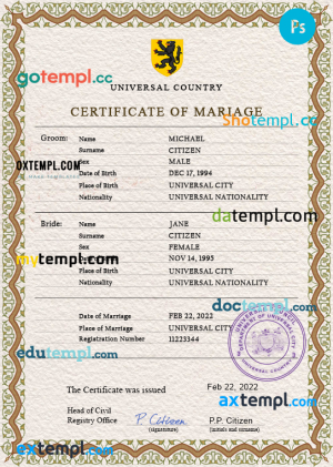 # flutter universal marriage certificate PSD template, completely editable