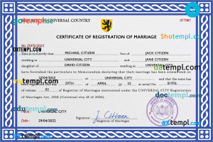 # tickle universal marriage certificate PSD template, fully editable
