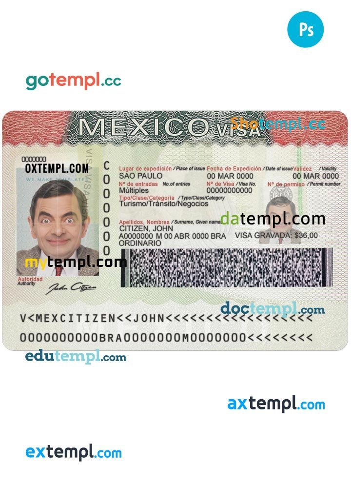 mexico tourist card print double sided