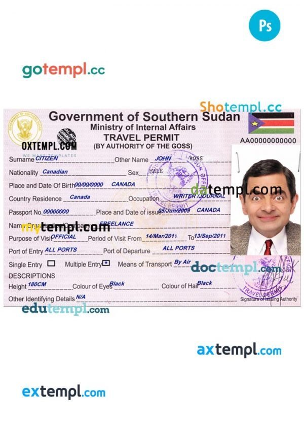 south sudan travel document