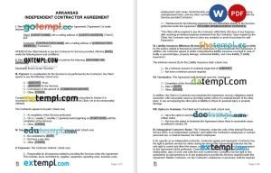free arkansas independent contractor agreement template, Word and PDF format