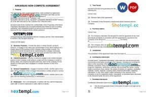 free arkansas non-compete agreement template, Word and PDF format
