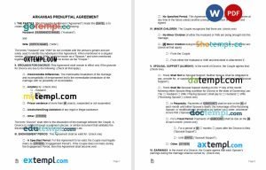 free arkansas prenuptial agreement template, Word and PDF format