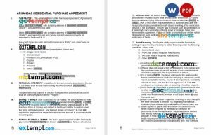 free arkansas residential real estate purchase agreement template, Word and PDF format