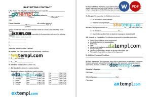 free agency client contract template, Word and PDF format, version 3