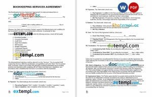 free bookkeeping services agreement template, Word and PDF format