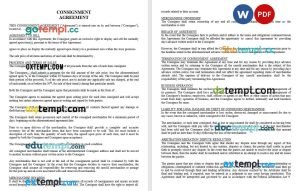 free consignment contract template in Word and PDF format