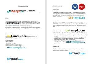 free consignment contract template, Word and PDF format