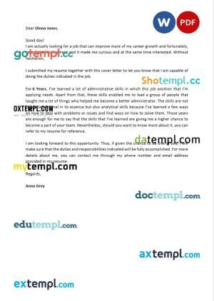 free contract administration cover letter template, Word and PDF format