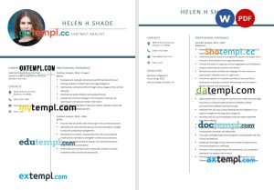 free contract analyst resume template in Word and PDF format