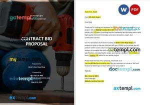 free contract bid proposal template, Word and PDF format