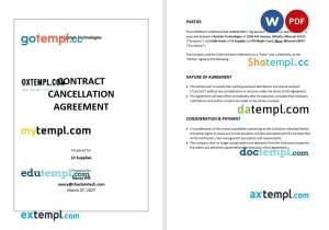 free contract cancellation agreement template, Word and PDF format