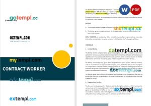 free contract worker contract template, Word and PDF format