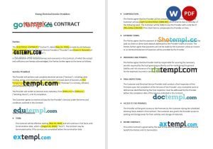 free electrical contract template, Word and PDF format