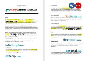 free event investment contract template, Word and PDF format