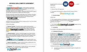 free georgia non-compete agreement template, Word and PDF format