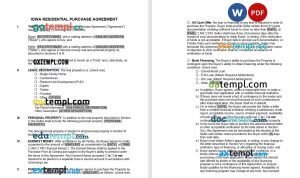 free Iowa residential purchase agreement template, Word and PDF format