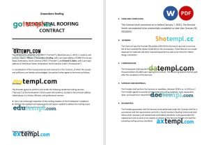 free residential roofing contract template, Word and PDF format