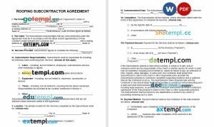 free roofing subcontractor agreement template, Word and PDF format