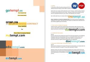 free sample IT support contract template, Word and PDF format