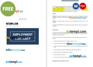 free employee contract template, Word and PDF format