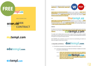free loan contract template, Word and PDF format