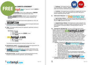 free non-compete agreement template, Word and PDF format, version 2