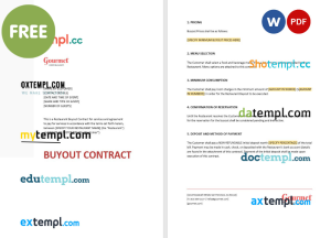 restaurant buyout contract template, Word and PDF format