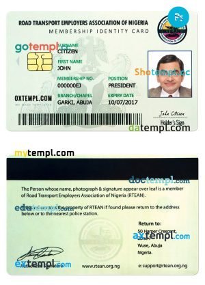 Nigeria ID card PSD template, completely editable