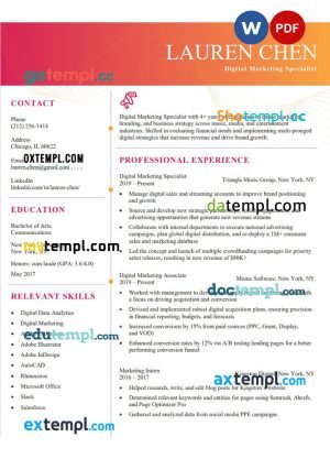 aesthetic modern free resume Word and PDF download template