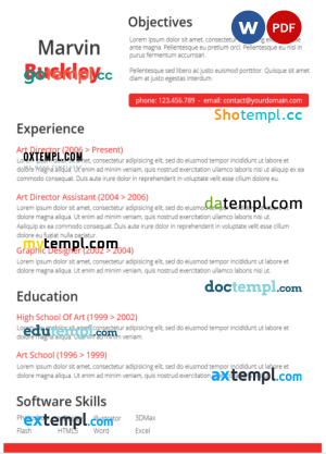 art designer modern resume Word and PDF download template
