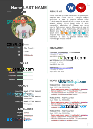 art modern resume Word and PDF download template