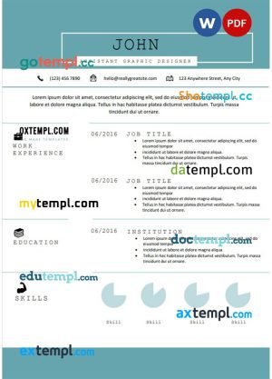 assistant graphic designer resume Word and PDF download template