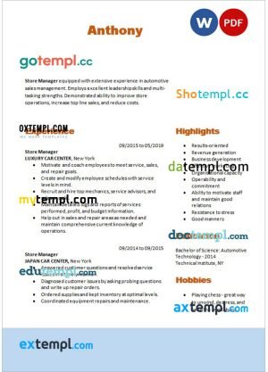 blue new resume Word and PDF download template
