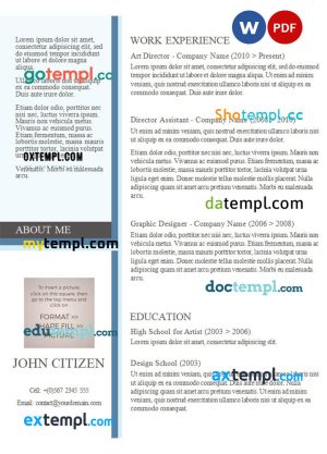 blueish resume Word and PDF download template