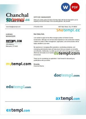 classic office manager resume Word and PDF download template