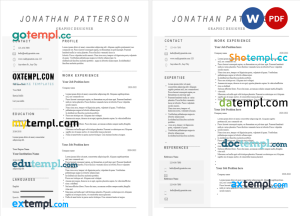 minimalist white and grey resume Word and PDF download template
