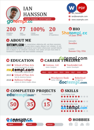 modern junior resume Word and PDF download template
